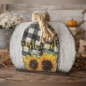 Rustic Pumpkin Decor with Sunflower Design